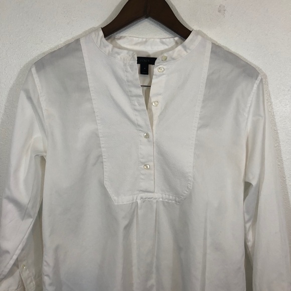 J Crew white tuxedo blousy pull over French cuffs - Picture 2 of 9